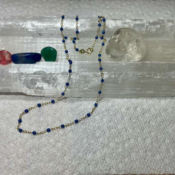 14kt RESIN BEAD NECKLACE- BLUE